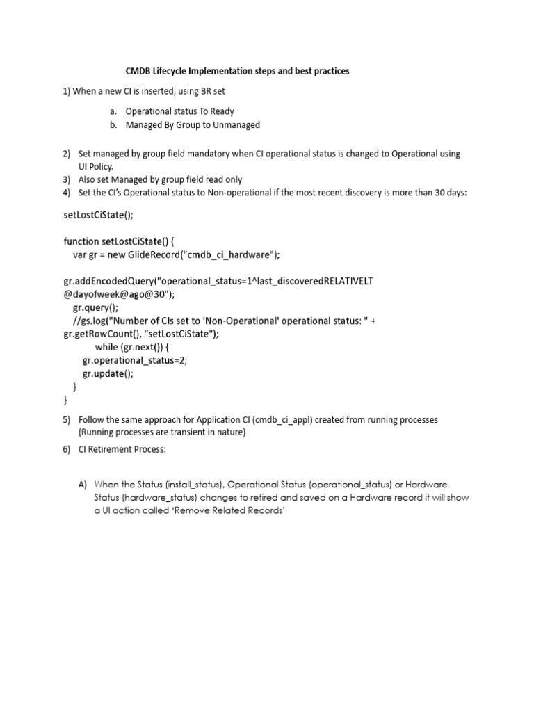 CMDB Lifecycle Implementation Steps and Best Practices | PDF | Software ...