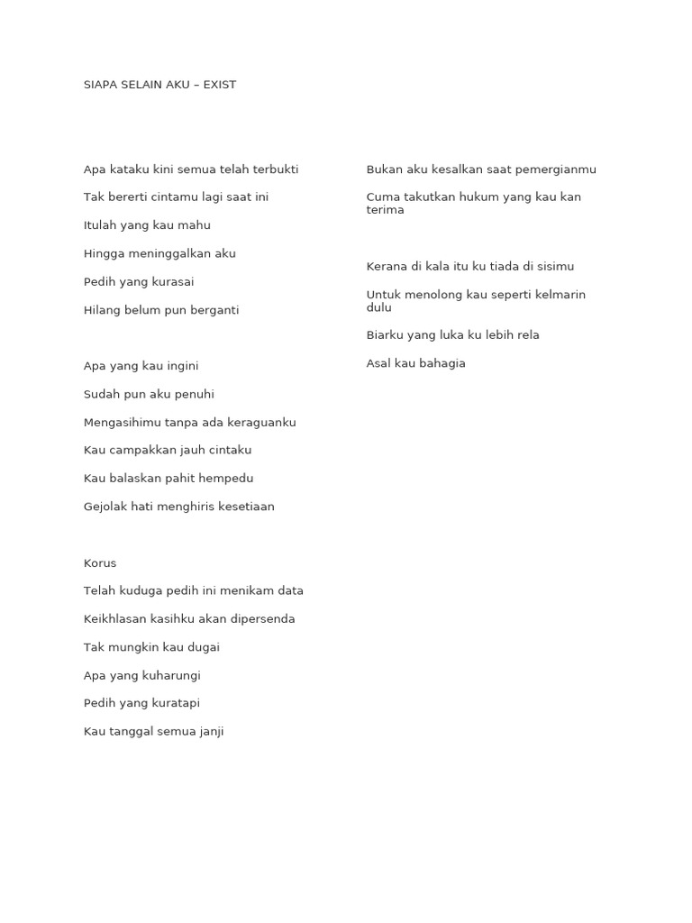 Exist - Siapa Selain Aku | PDF