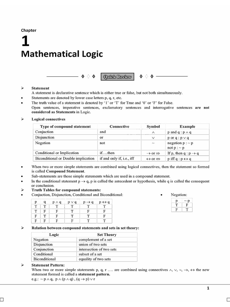 Mathematical Logic MHT CET | PDF