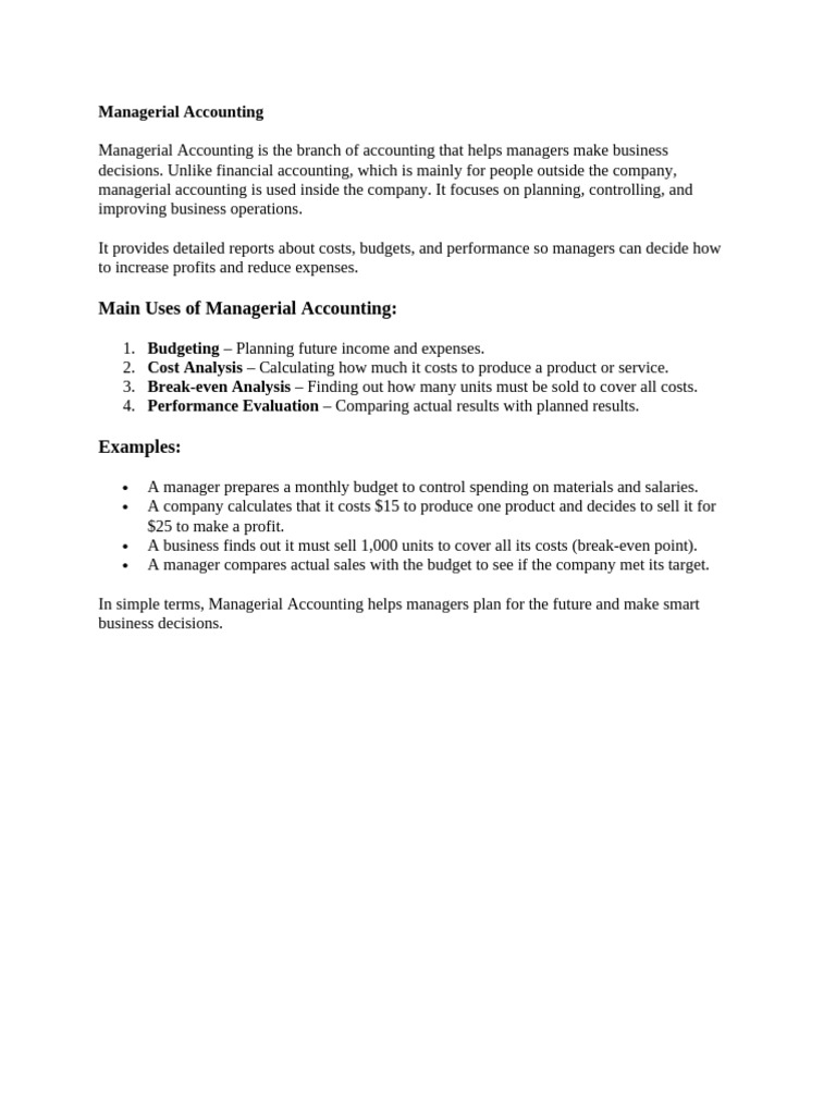 Topic 2 - Managerial Accounting | PDF