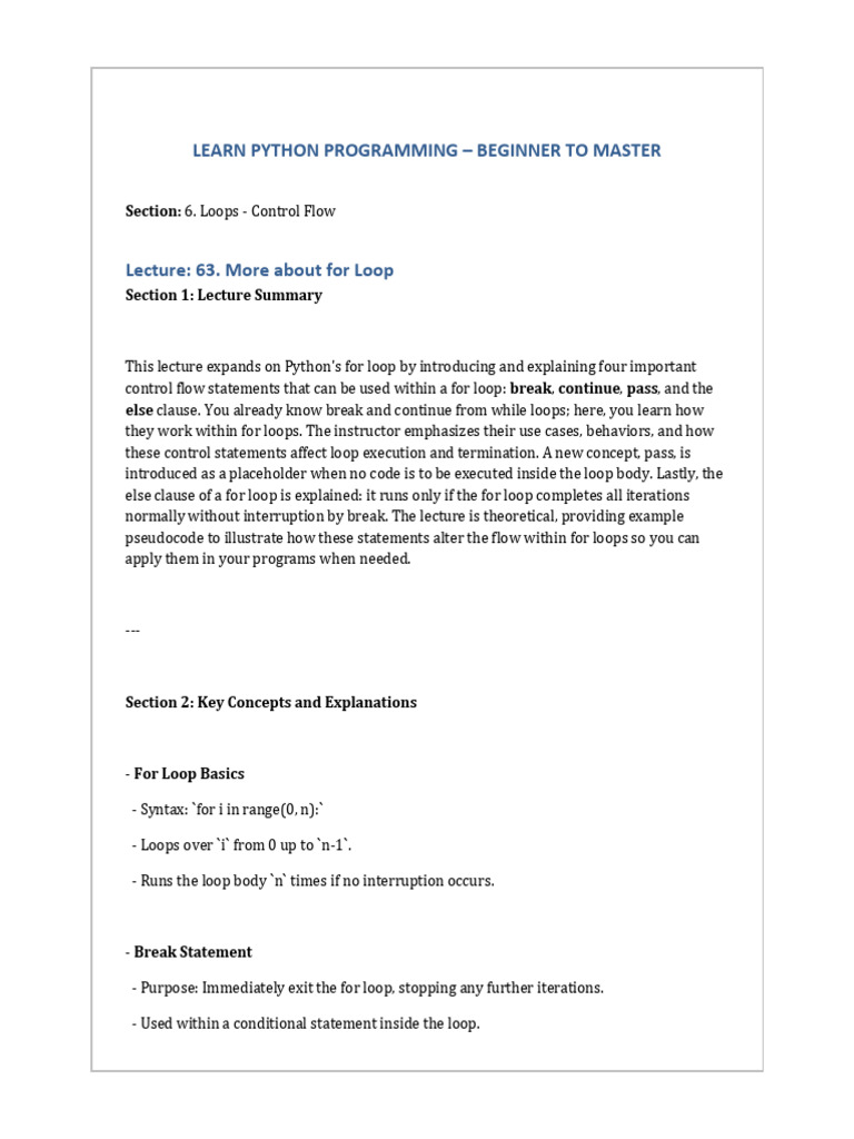 63.+More+About+for+Loop | PDF | Control Flow | Software Development