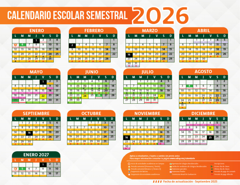 Calendario Semestral Esp 2026 UDLAP | PDF