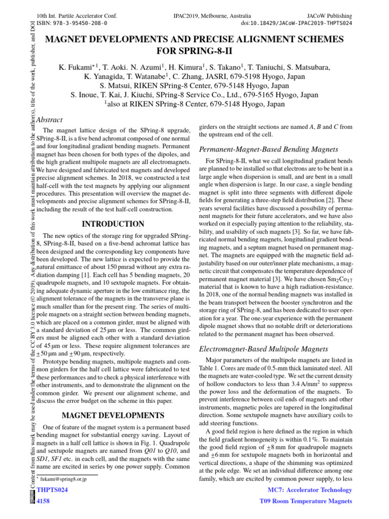 2019_Magnet Developments and Precise Alignment Schemes for SPring-8-II ...