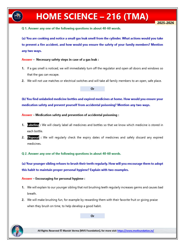 Tma - Home Science - 216 (English) | PDF | Nutrition | Diet & Nutrition