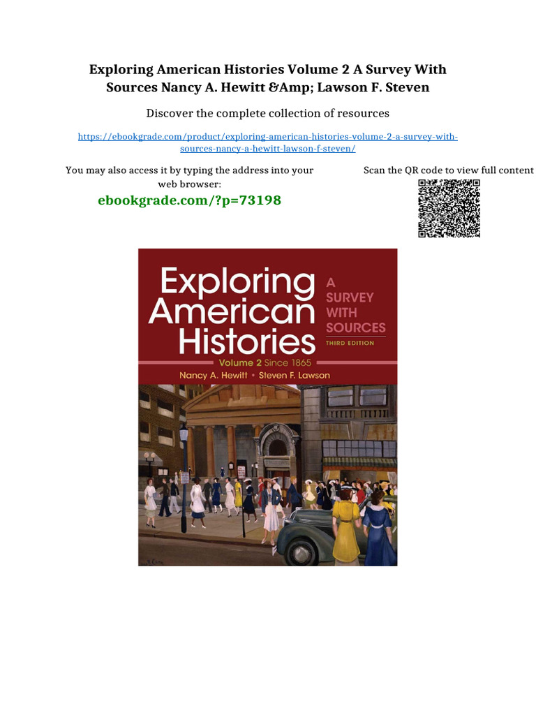 Exploring American Histories Volume 2 A Survey with Sources Nancy A ...