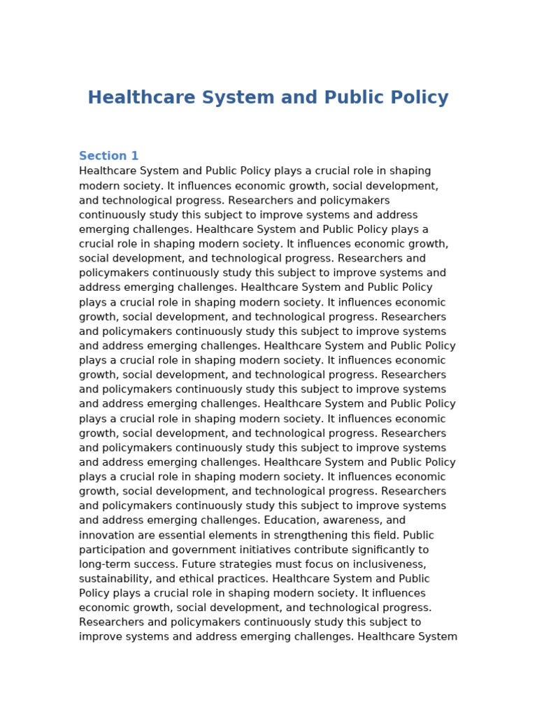 Healthcare System and Public Policy Set2 | PDF | Health System | Policy