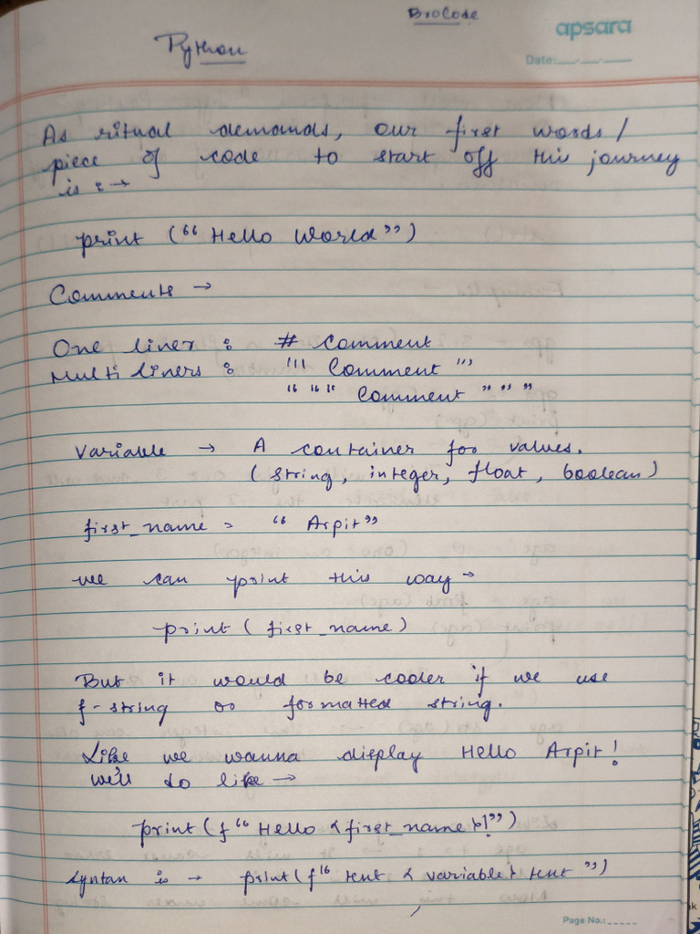 PythonNotesPart 1 | PDF