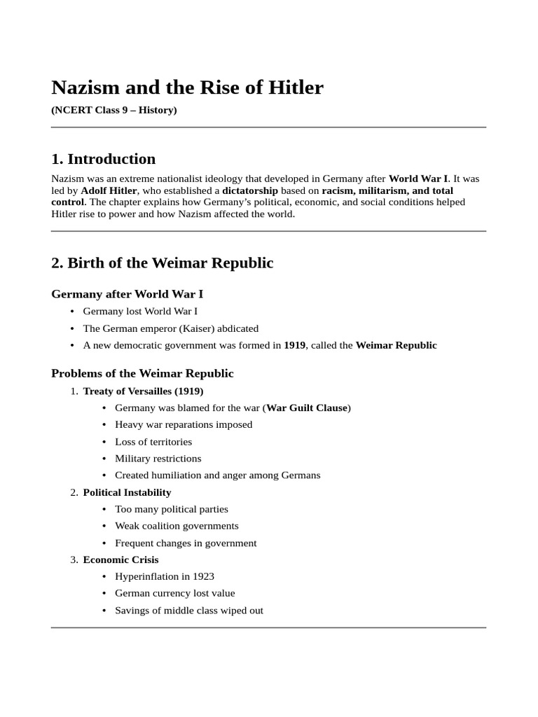 Nazism and The Rise of Hitler | PDF | Nazi Germany | Weimar Republic