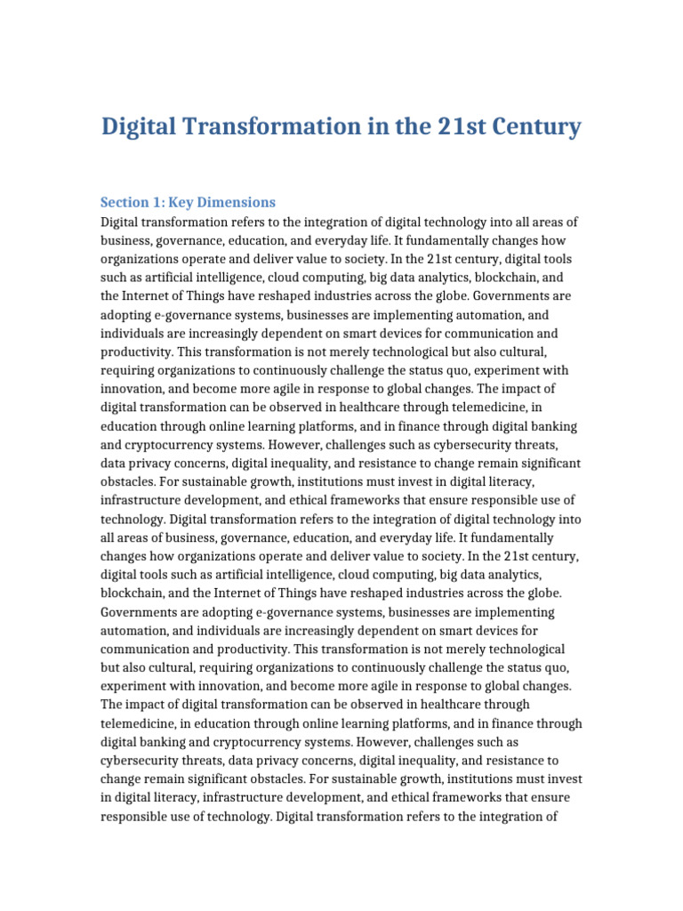 Digital Transformation in The 21st Century | PDF | Internet Of Things ...