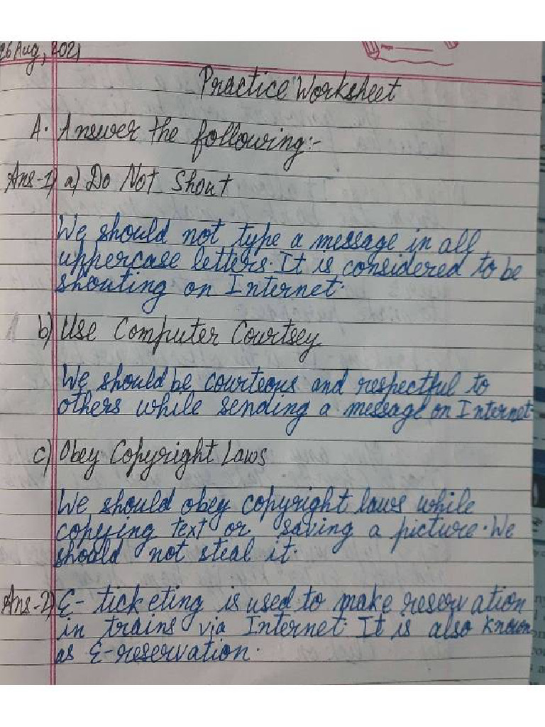 Computer Practice Worksheet | PDF