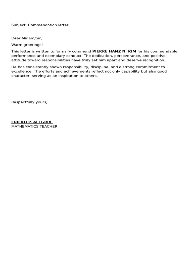 Commendation Letter (1) | PDF