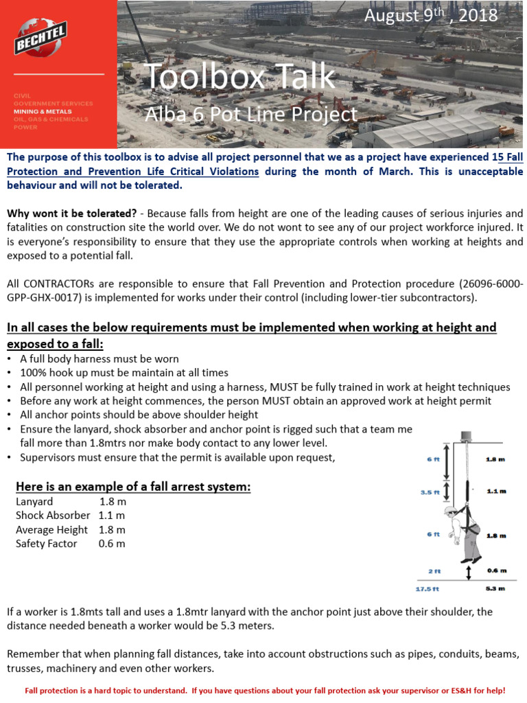 Toolbox Talk Fall Protection | PDF