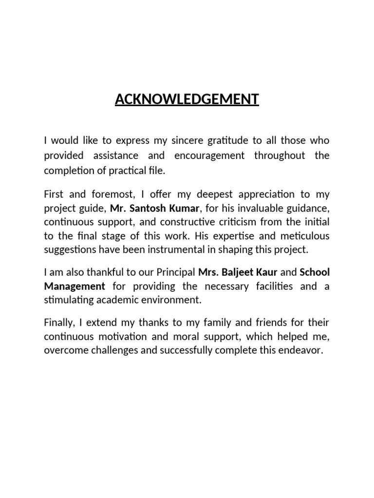 Acknowledgement Practical | PDF