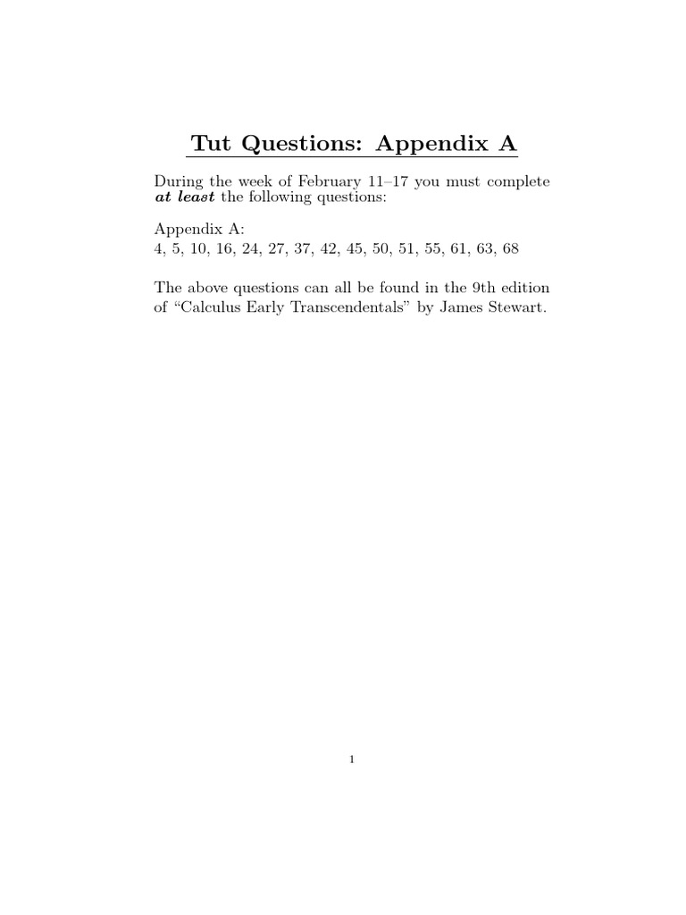 Tut Questions Appendix A | PDF