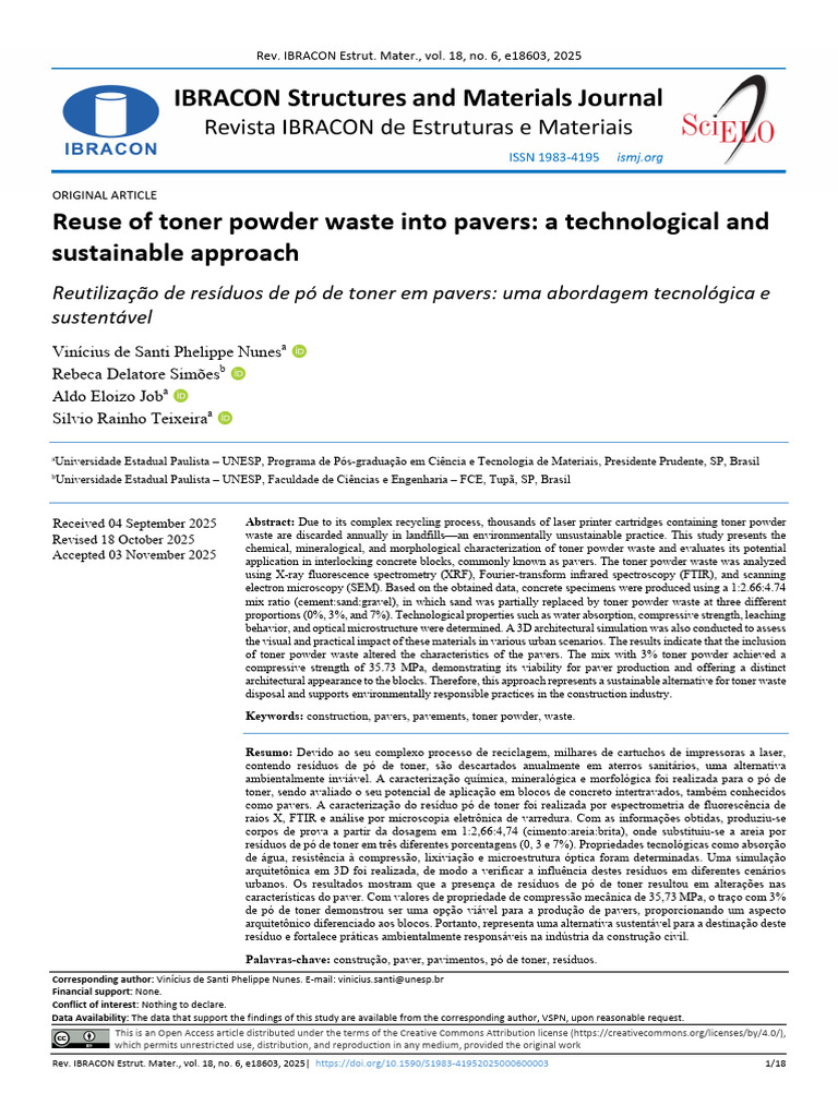 Reuse of toner powder waste into pavers | PDF | Concrete | Cement