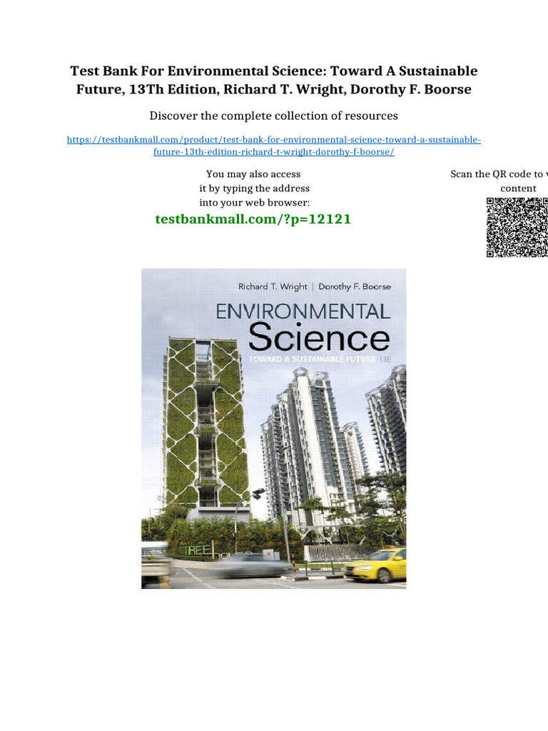 Test Bank For Environmental Science: Toward A Sustainable Future, 13th ...