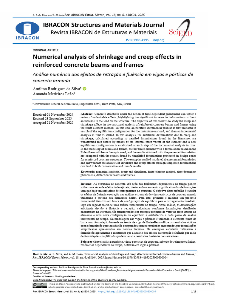 Analysis of Shrinkage and Creep in Beams | PDF | Deformation ...