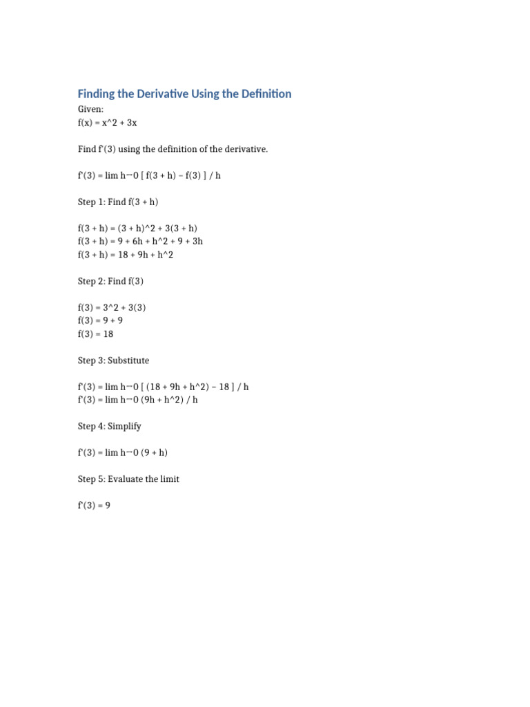 Derivative Using Definition-3 | PDF