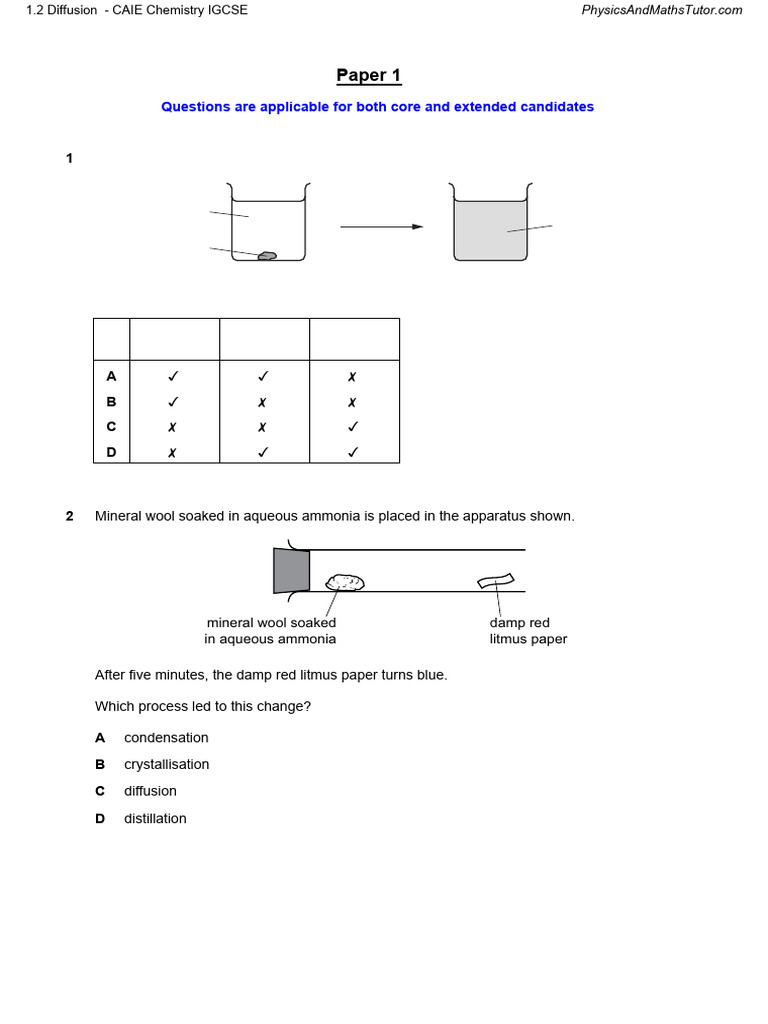 1.2 Diffusion MCQ QP | PDF | Oxide | Nitrogen