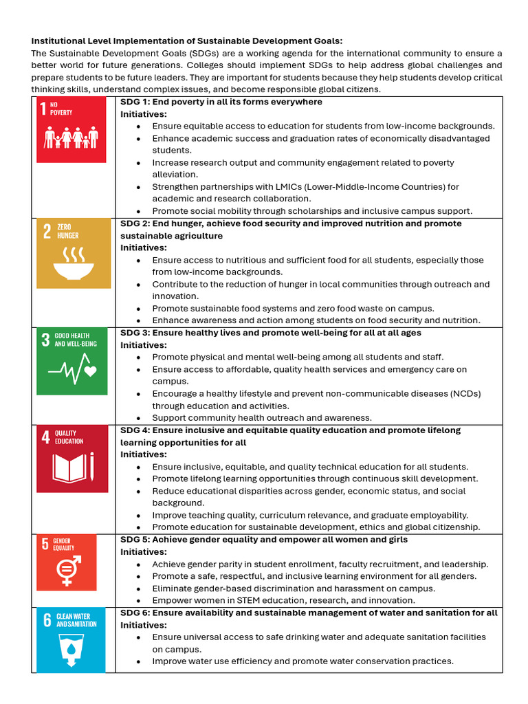 Institutional Level Implementation of Sustainable Development Goals ...