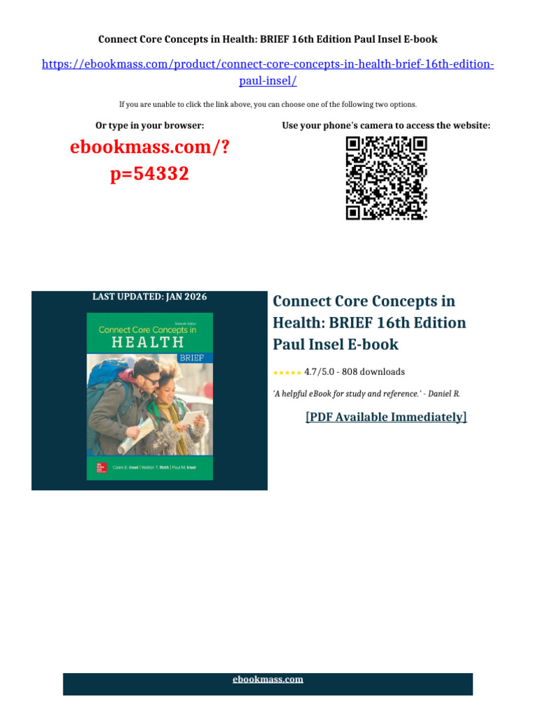 Connect Core Concepts in Health: BRIEF 16th Edition Paul Insel ebook ...
