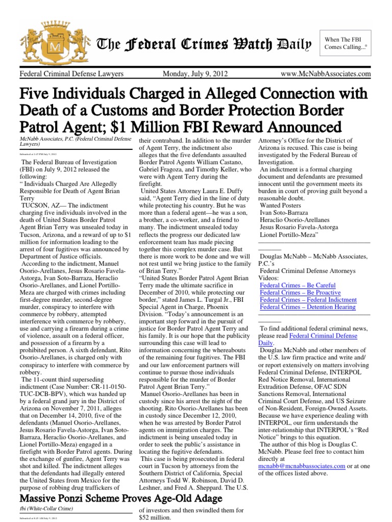 Federal Criminal Lawyer Douglas McNabb of McNabb Associates News On