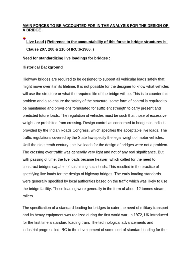 Main Forces to Be Accounted for in the Analysis for the Design of a ...