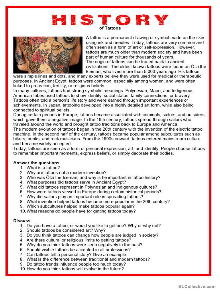 Easy Reading - History of Tattoos | PDF | Tattoo