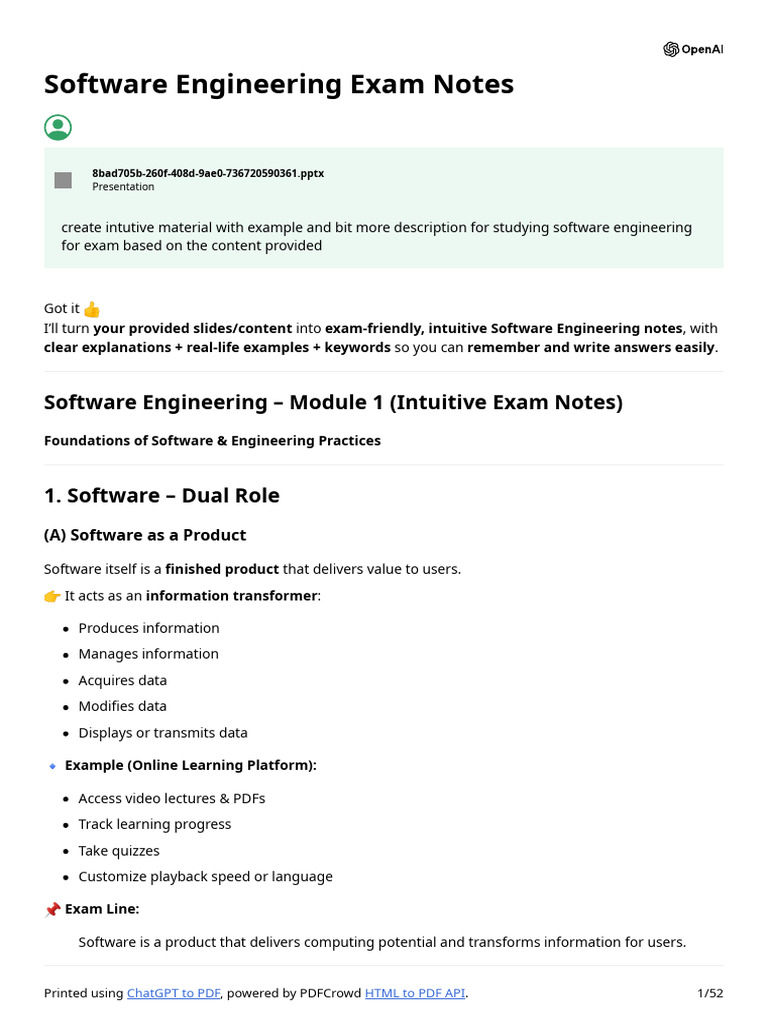 Software Engineering Exam Notes | PDF | Agile Software Development ...