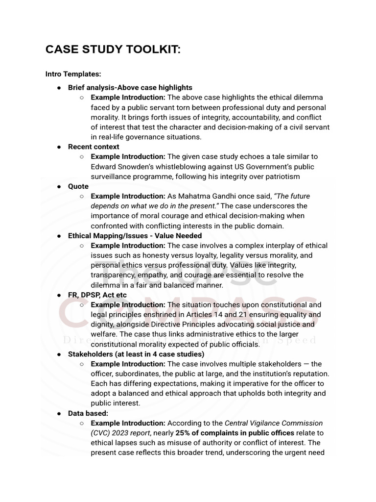 Case Studies Toolkit | PDF | Integrity | Courage