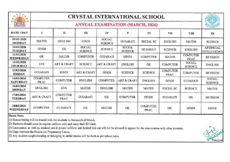 Date Sheet | PDF