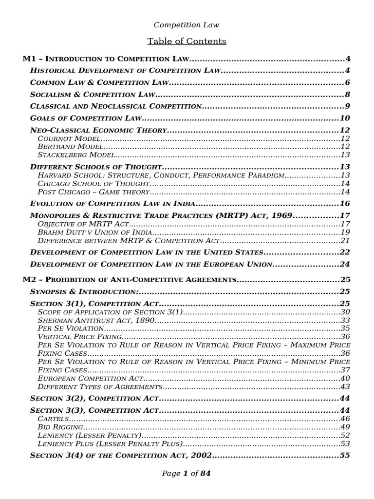 Competition Law | PDF | Perfect Competition | Oligopoly