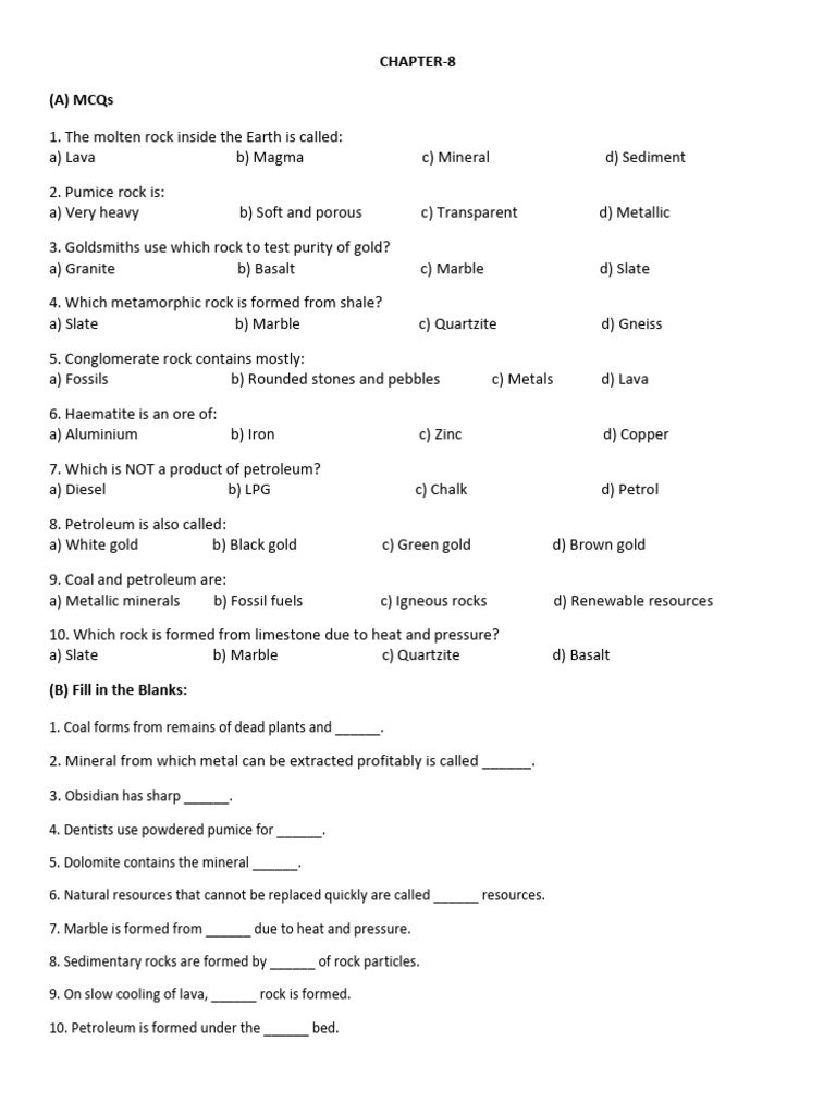 CH 8 Rocks & Minerals | PDF