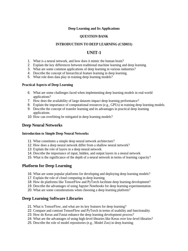CSD031 Deep Learning and Its Applications | PDF | Deep Learning ...