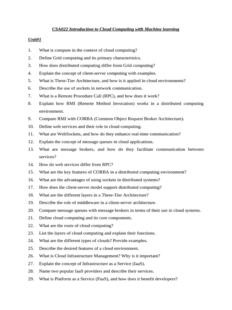 CSA022 Introduction to Cloud Computing With Machine Learning | PDF ...