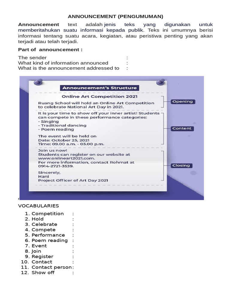 Announcement Notice | PDF