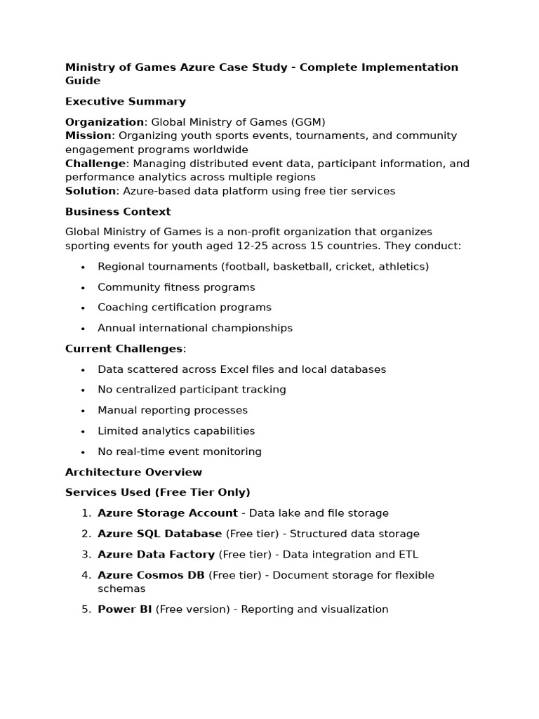 Ministry of Games Azure Case Study | PDF