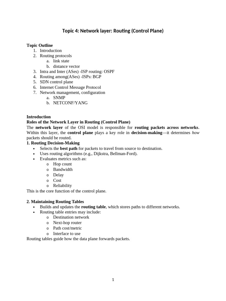 Topic Four -Network Layer Routing (Control Plane) | PDF | Routing ...