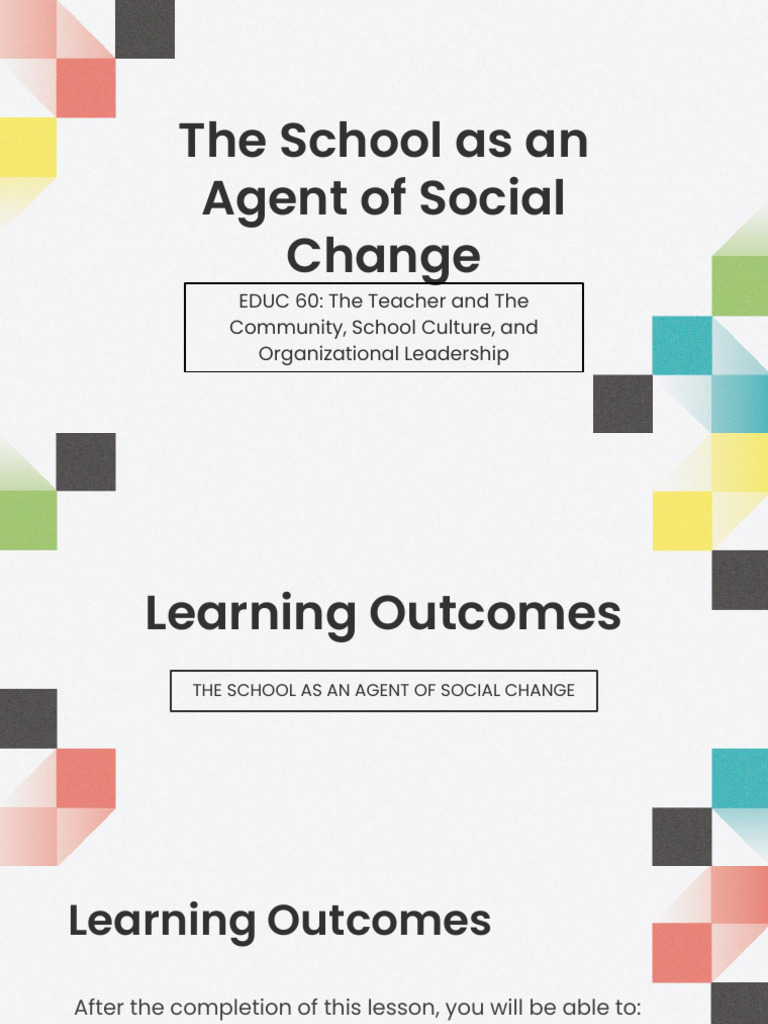 2.1 The School As An Agent of Social Change | PDF | Leadership | Learning