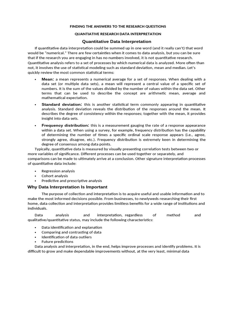 Finding The Answers To The Research Questions Data Interpretation | PDF ...