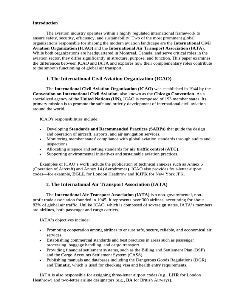 Difference Between ICAO and IATA | PDF | Aviation | Airport