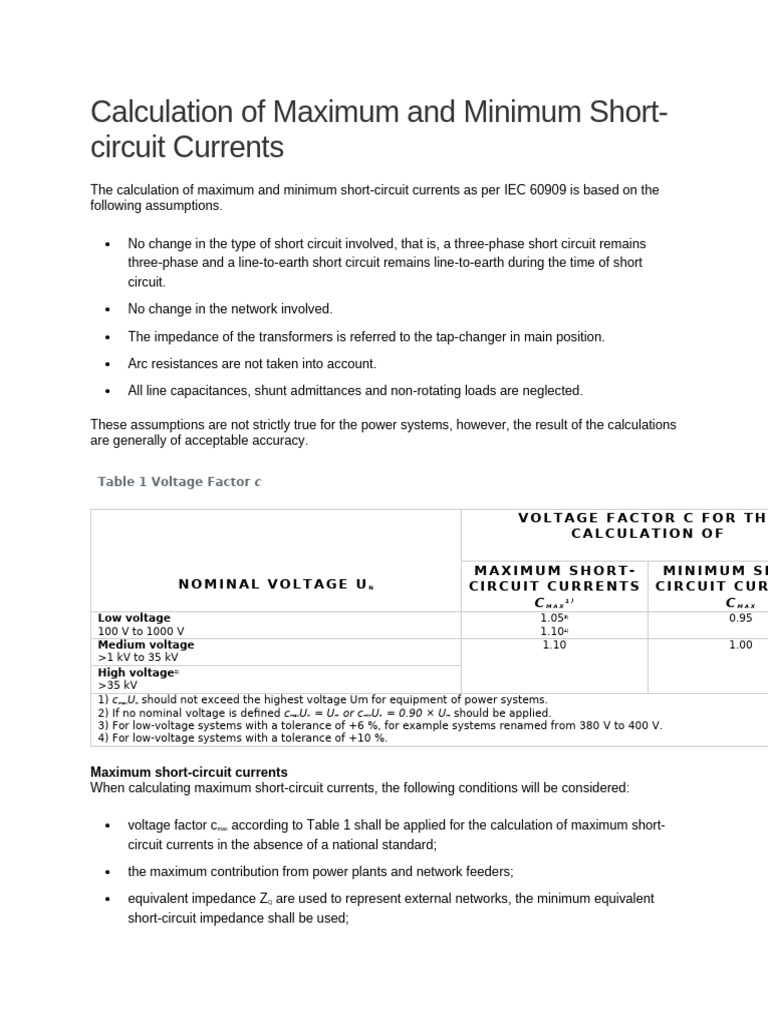 57 - Calculation of Max and Min SC | PDF | Electric Current ...