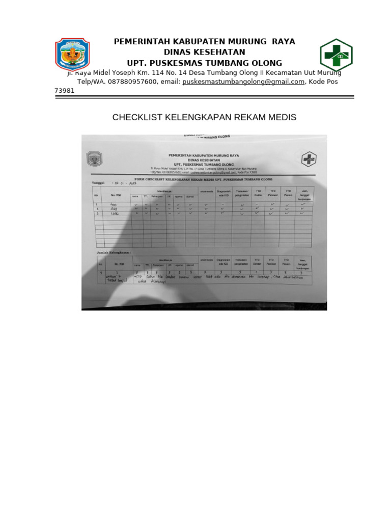 Checklist Kelengkapan RM | PDF