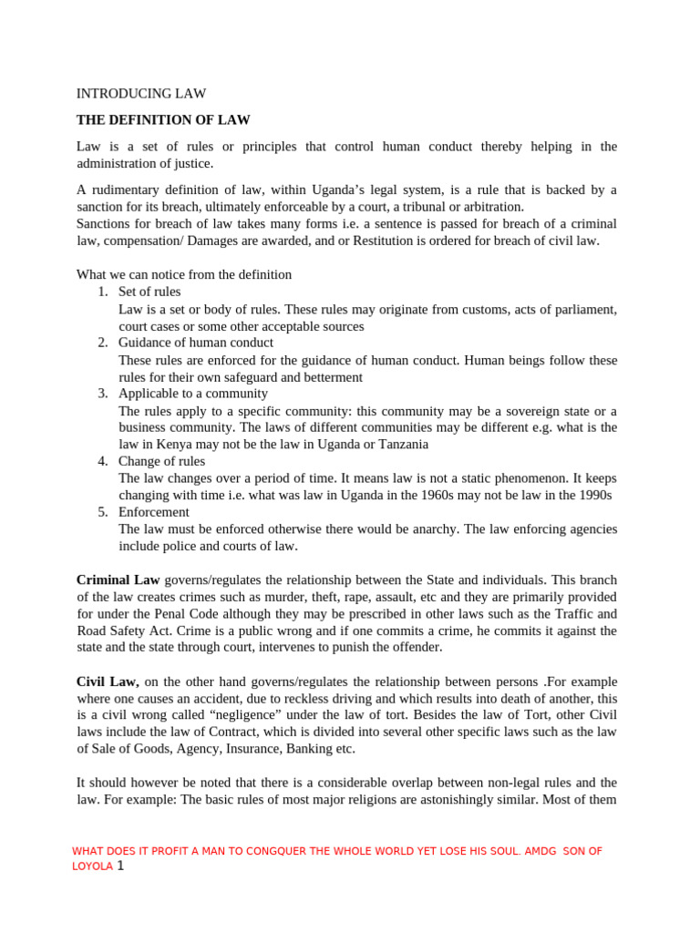 Introducing Law Notes | PDF | Common Law | Natural Law