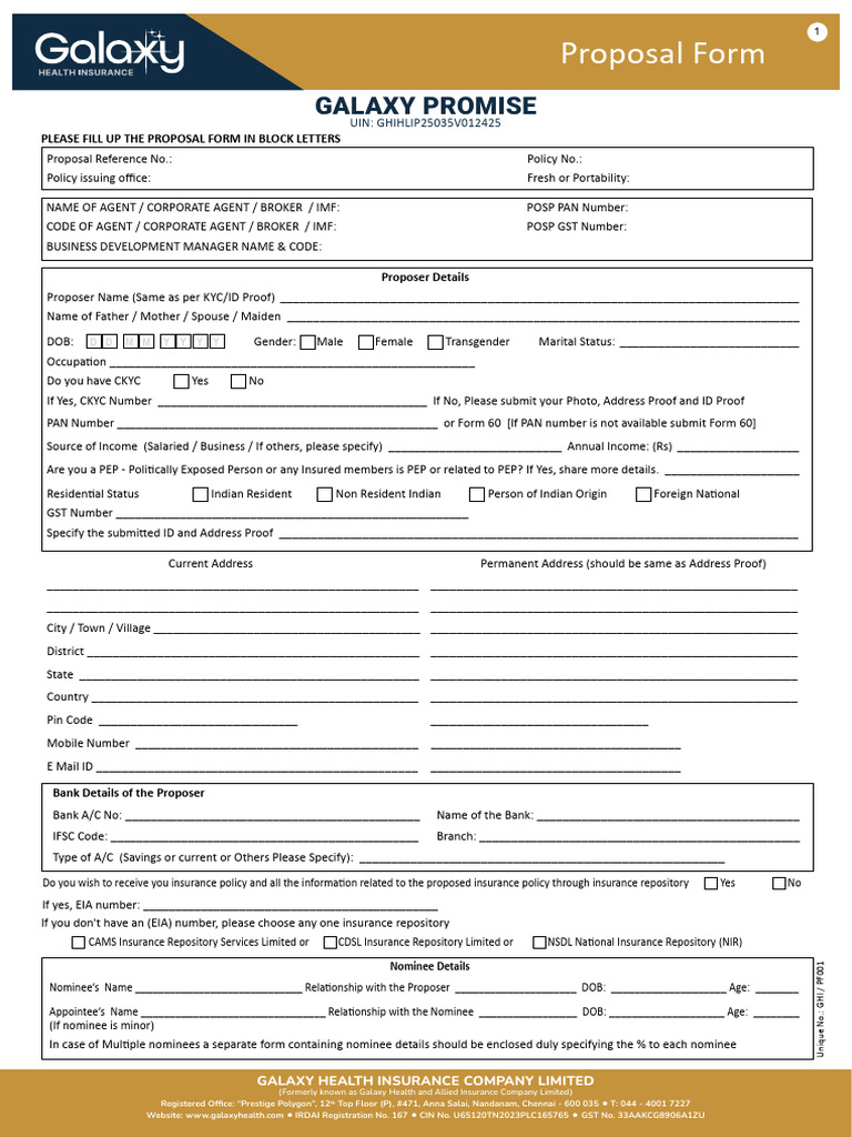 Promise-Proposal Form | PDF | Insurance | Cheque