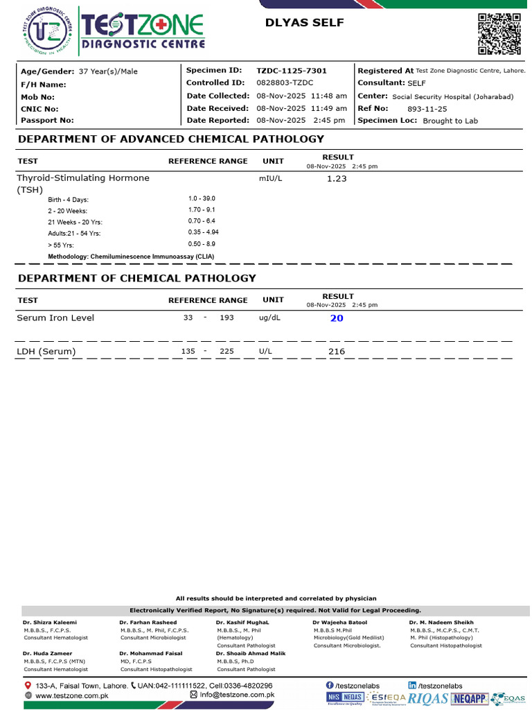 Ilyas Masih SSH JBD 07-11-2025 Labreport.aspx | PDF | White Blood Cell ...