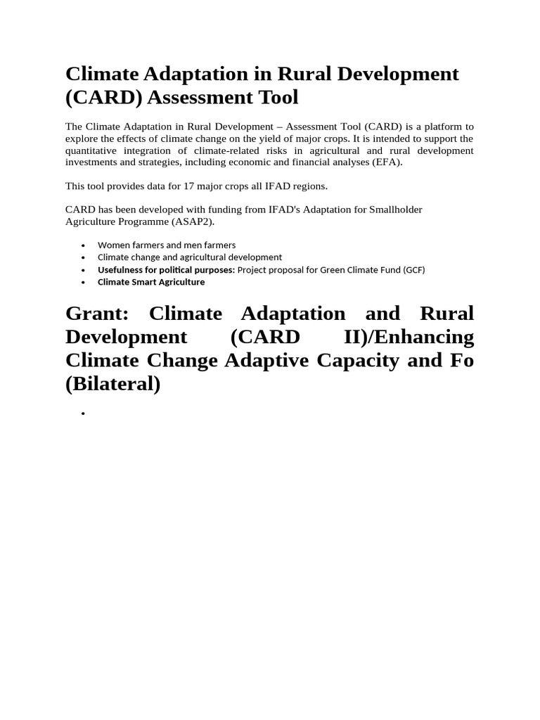 Climate Adaptation in Rural Development Project | PDF