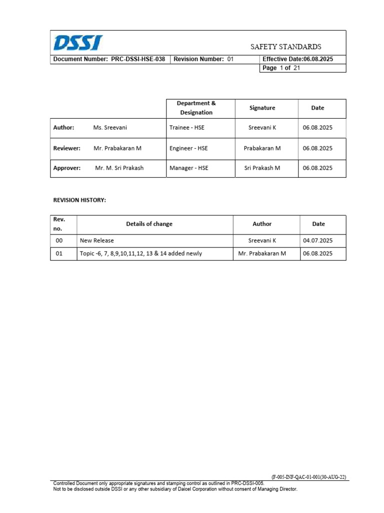 PRC-DSSI-HSE-038 Process Wise Safety Standards (1) | PDF | Occupational ...