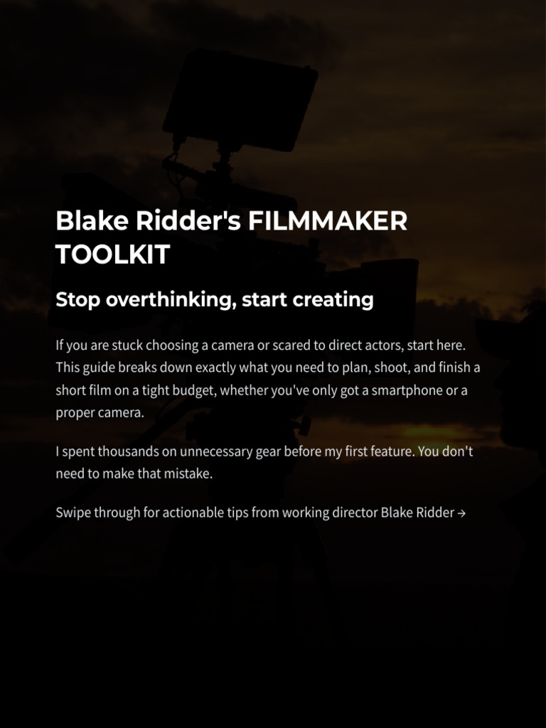 Blake Ridders Filmmaker Toolkit | PDF | Filmmaking | Exposure (Photography)