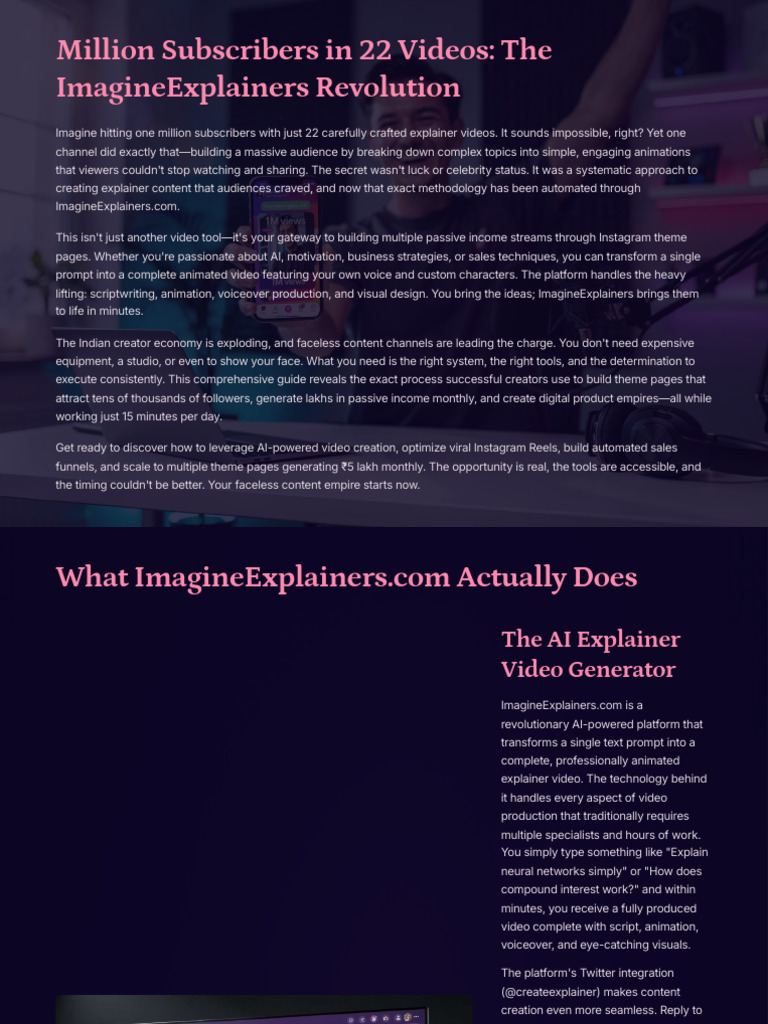 Million Subscribers in 22 Videos the ImagineExplainers Revolution | PDF ...